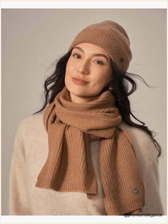 100% Pure Cashmere Beanie for Women Cuff Knit Winter Hat
